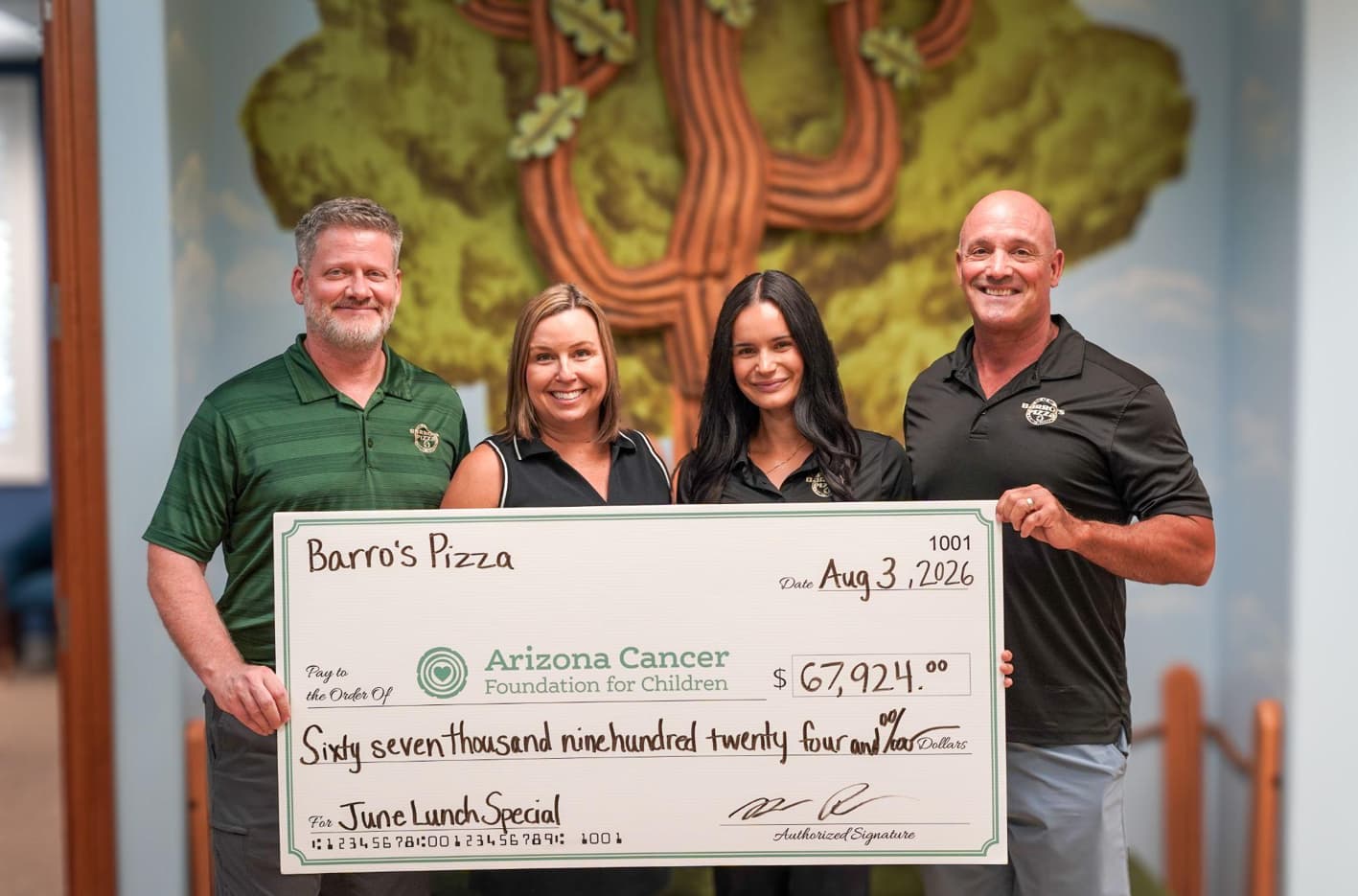 Arizona Families Navigating Childhood Cancer Receive Nearly $68,000 from Barro’s Pizza Fundraiser